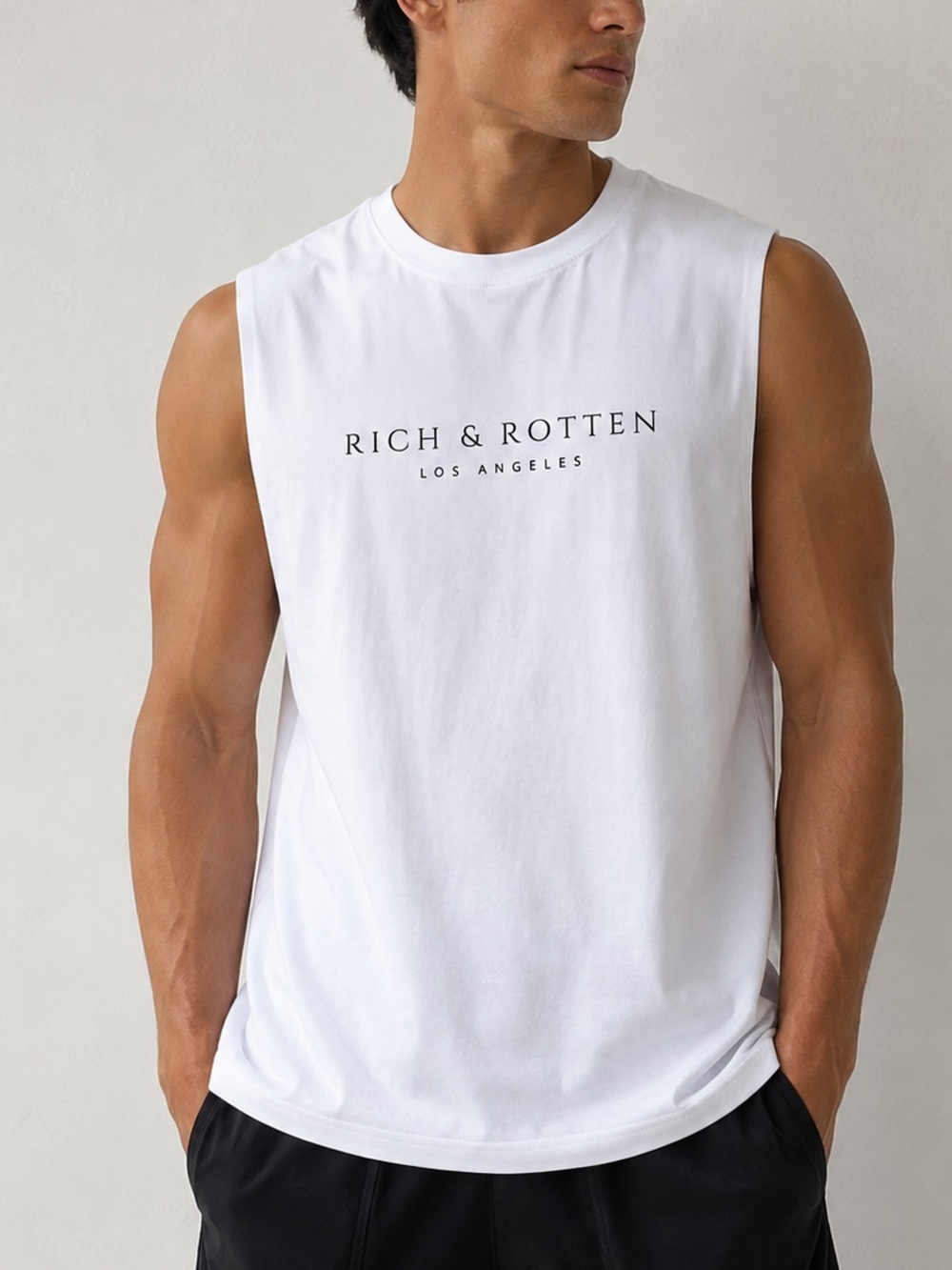 Rich & Rotten Los Angeles White Sleeveless Muscle Tank Top men’s size large NWOT